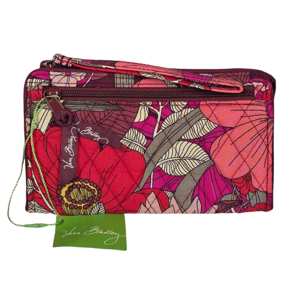VERA BRADLEY FRONT ZIP WRISTLET – BOHEMIAN BLOOMS – 7.5" × 4.5" × 1"